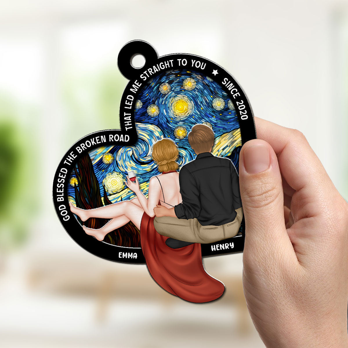 God Blessed The Broken Road - Personalized Custom Suncatcher