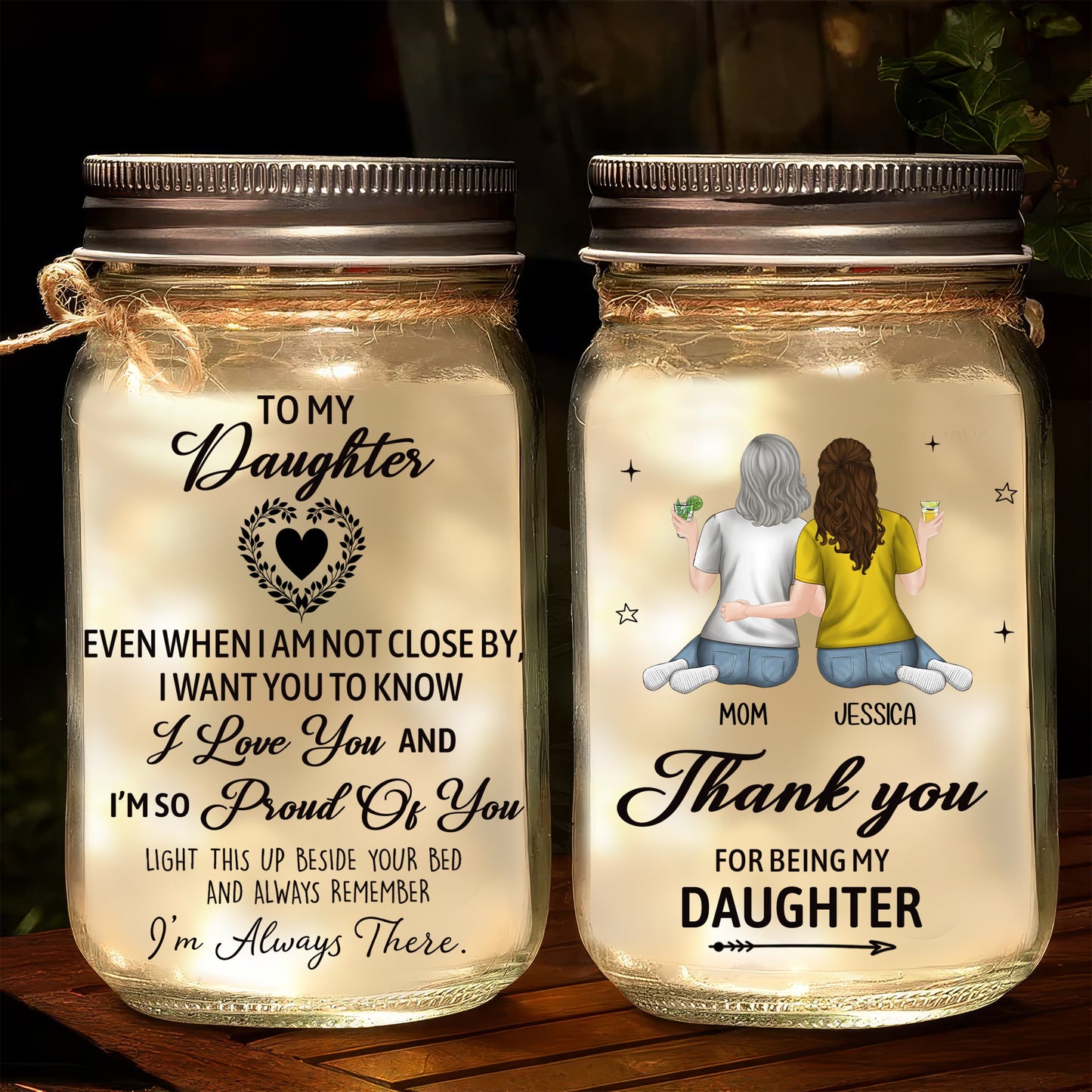 The Love Between Mother And Daughters Is Forever - Personalized Custom Mason Jar Light