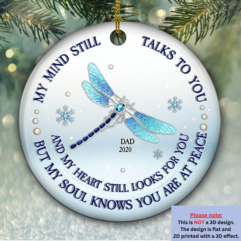 My Mind My Heart My Soul Blue Crystal - Personalized Custom Ceramic Ornament