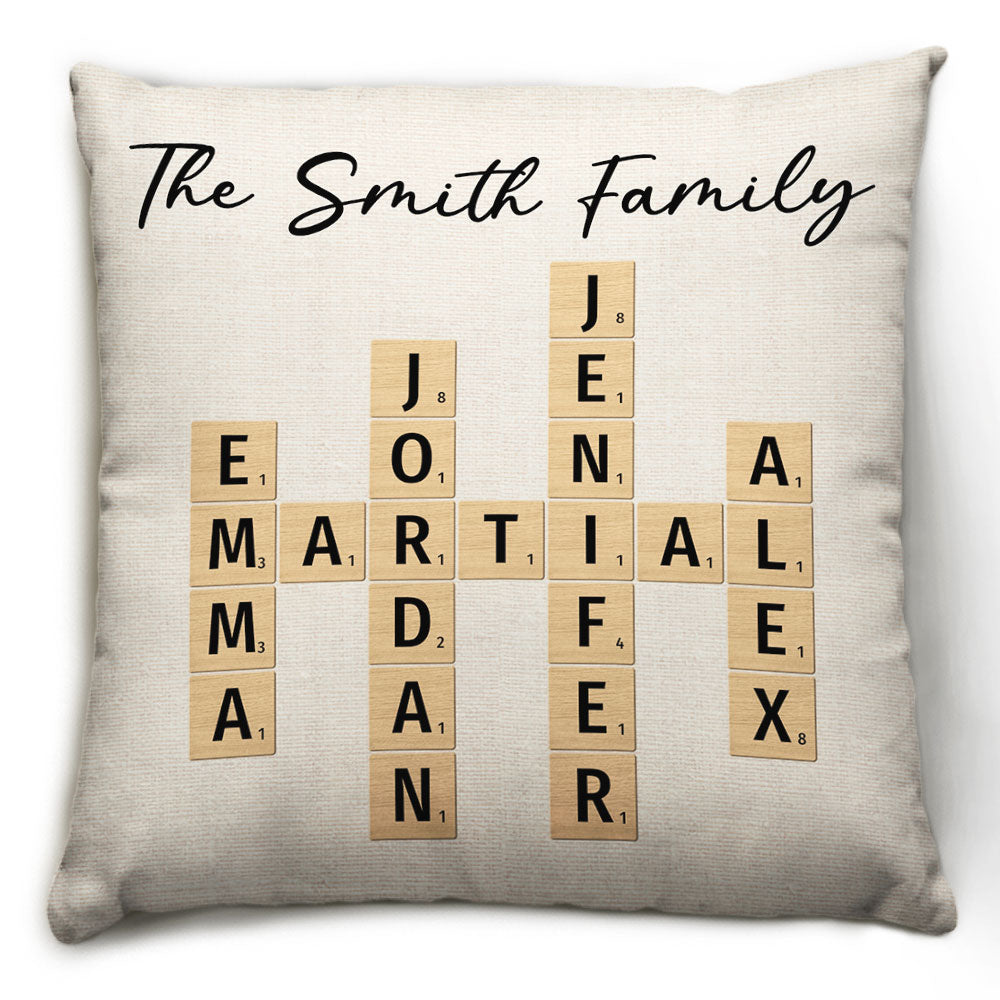 Custom Family Name Crossword - Personalized Custom Throw Pillow