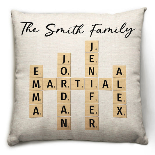 Custom Family Name Crossword - Personalized Custom Throw Pillow