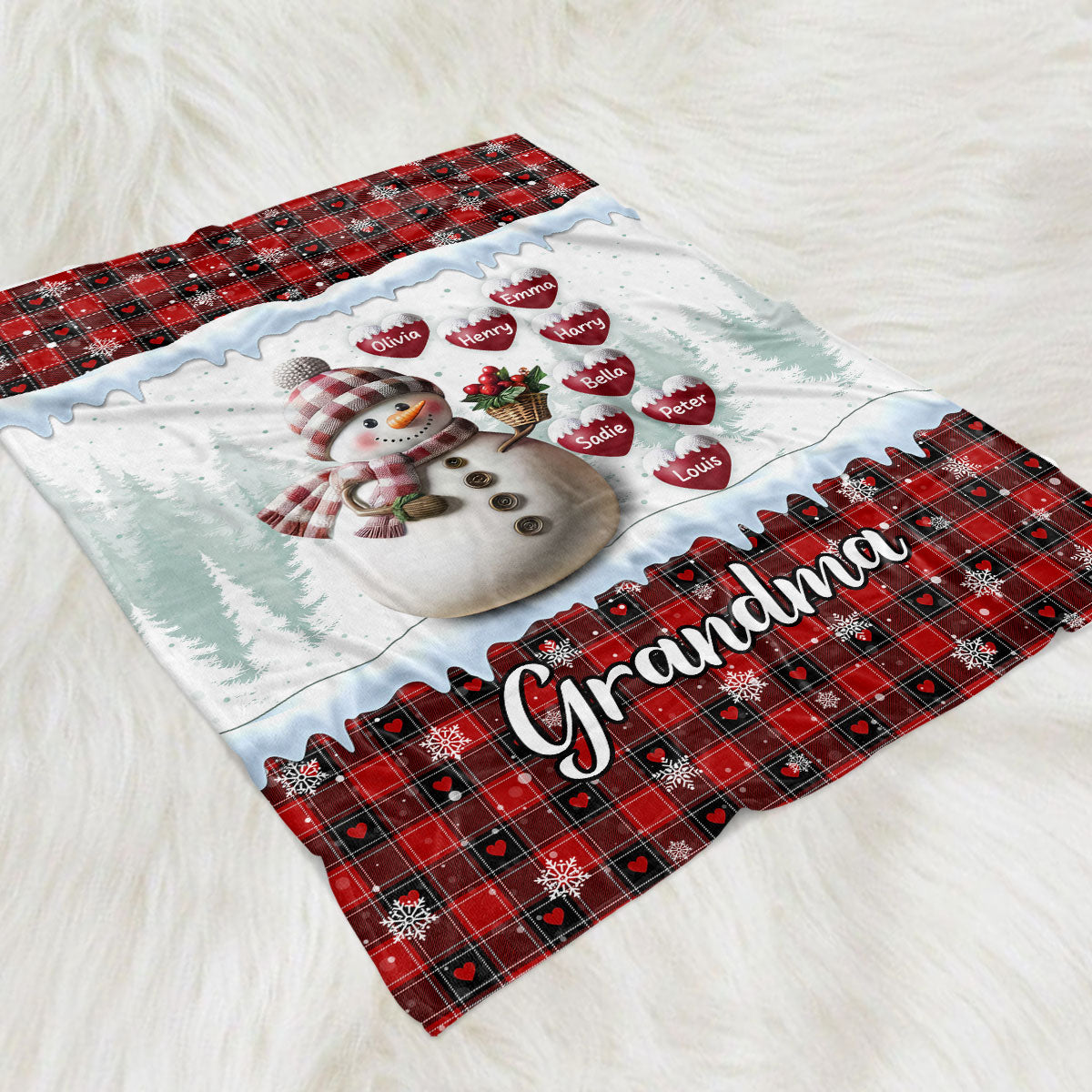 Snowman Grandma - Personalized Custom Fleece Blanket