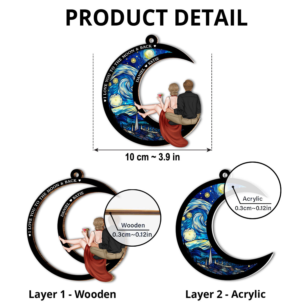 Love You To The Moon And Back - Personalized Custom Suncatcher Ornament