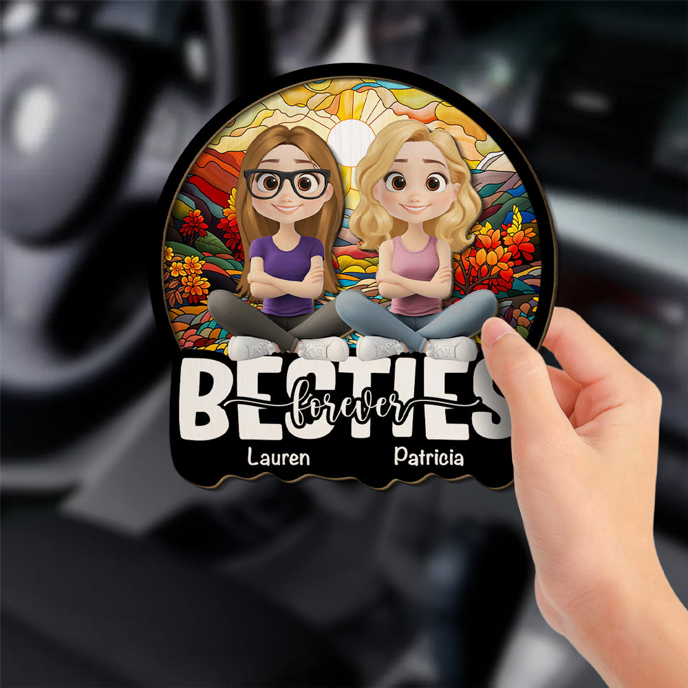 Besties Forever Version 4 - Personalized Custom Car Visor Clip