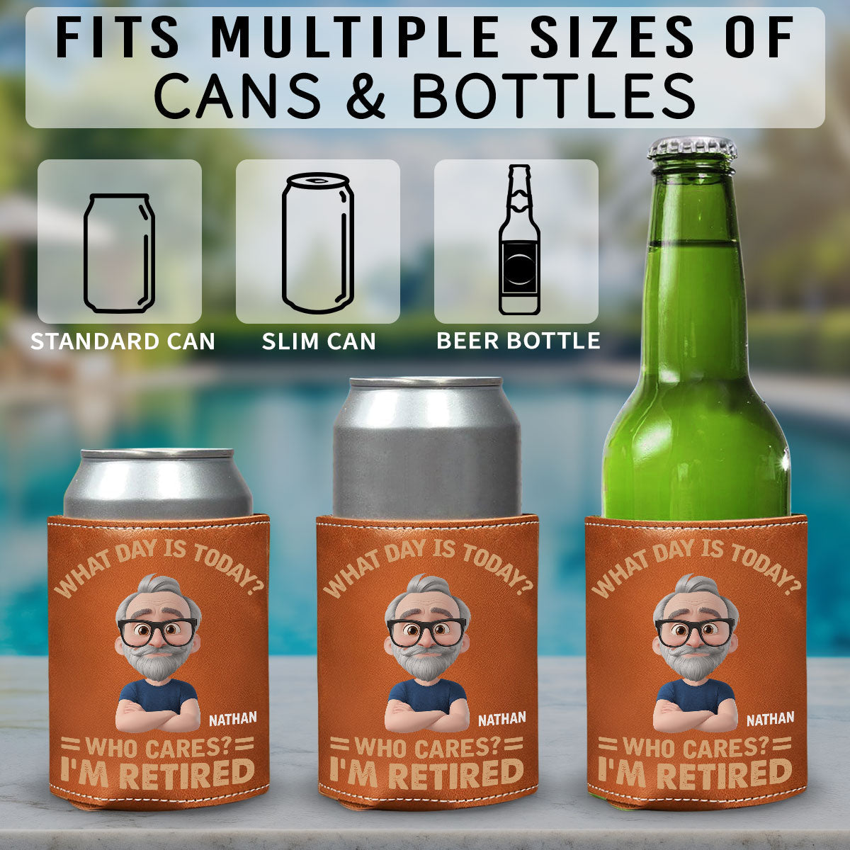 What Day Is Today - Personalized Custom Leather Can Cooler Holder