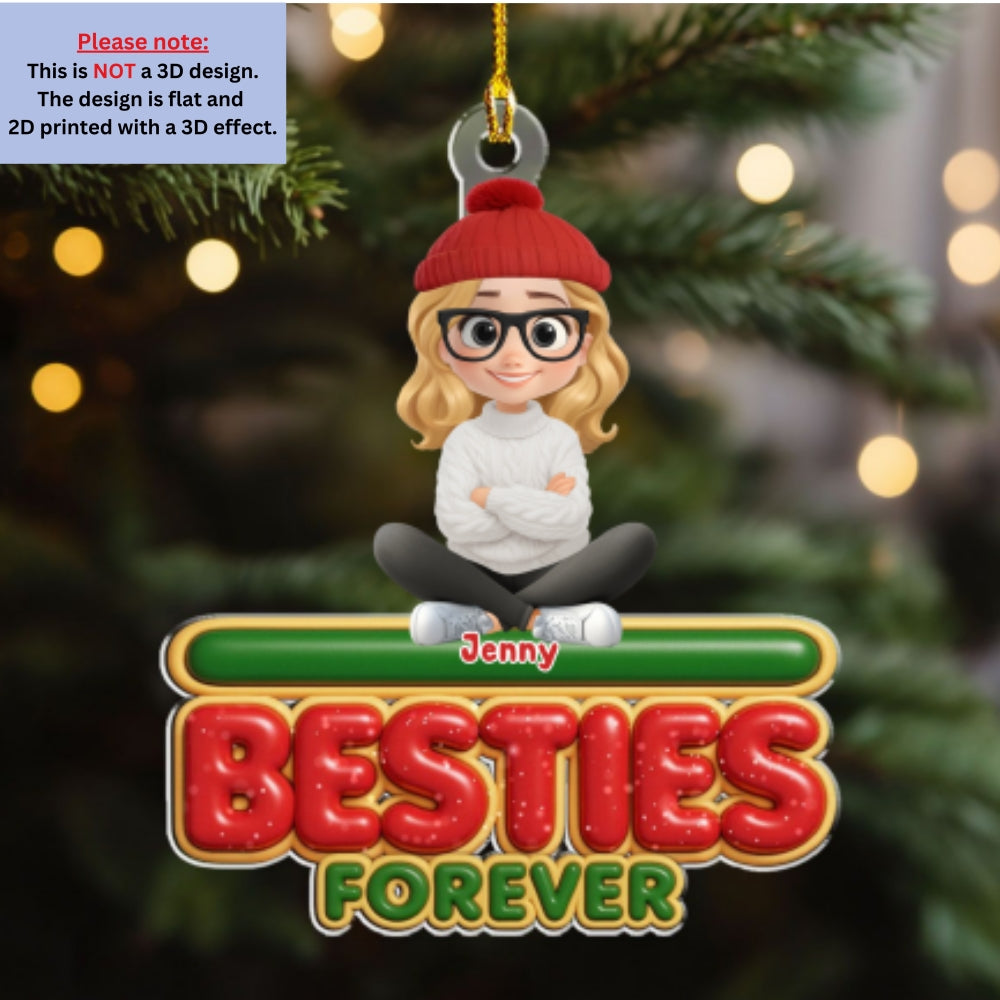 Forever Besties Sisters - Personalized Custom Acrylic Ornament