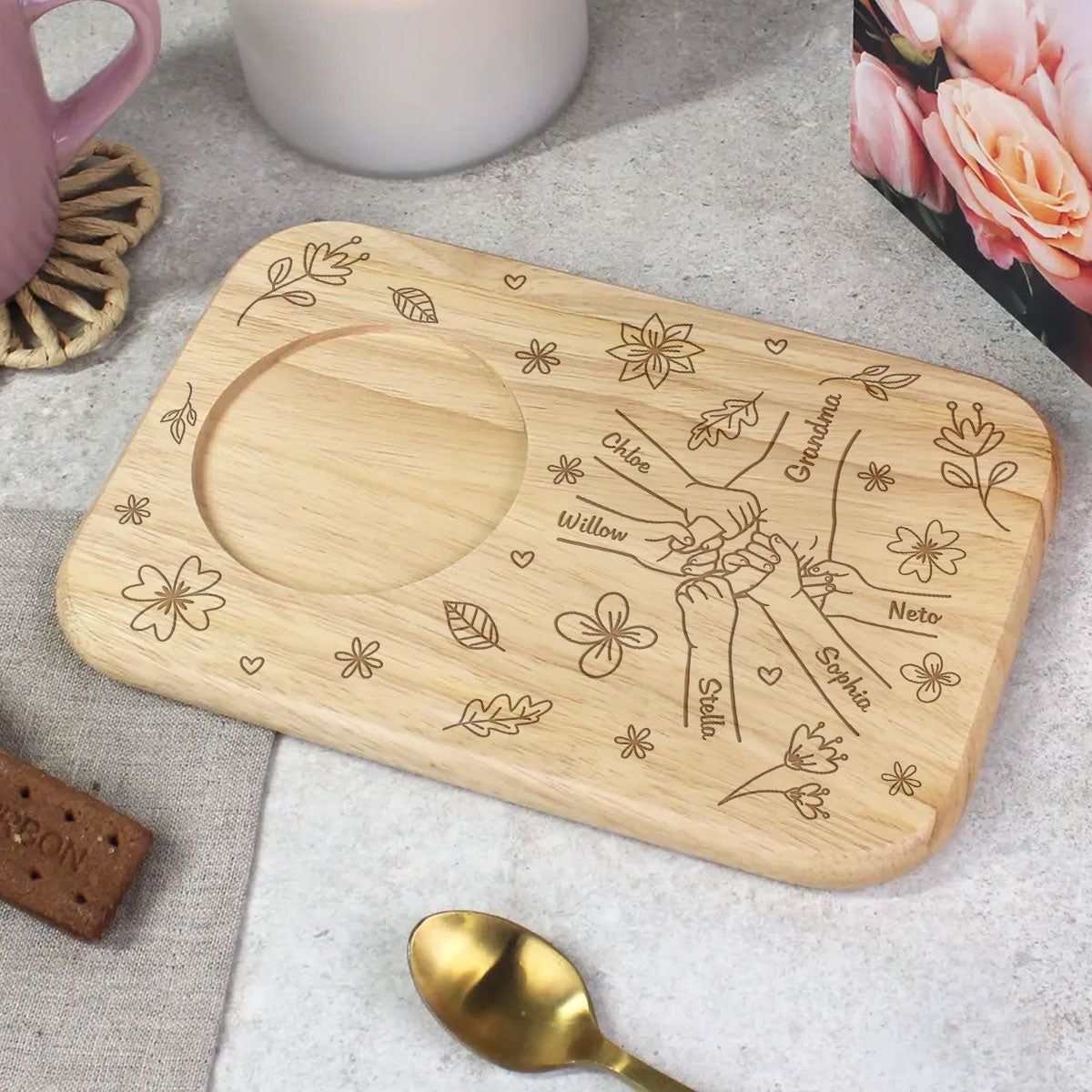 You Hold Our Hands, Also Our Hearts - Personalized Custom Wooden Treat Board