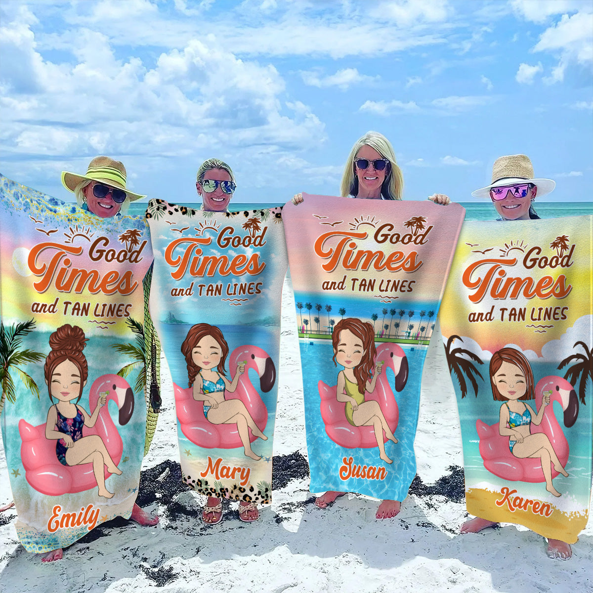 Good Times And Tan Lines - Personalized Custom Beach Towel