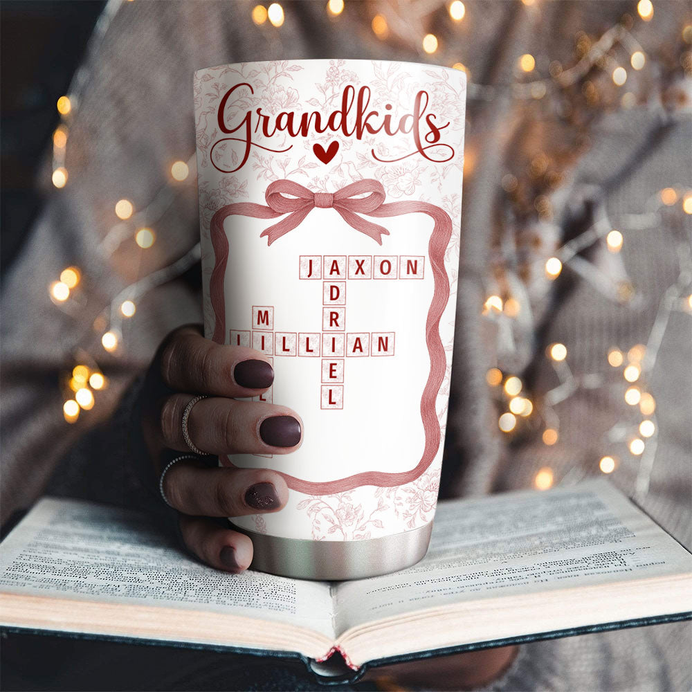 Grandkids Toile De Jouy Crossword - Personalized Custom Tumbler