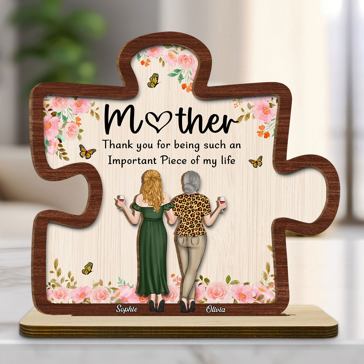 Important Piece - Personalized Custom 2-Layer Wood Plaque With Flat Base