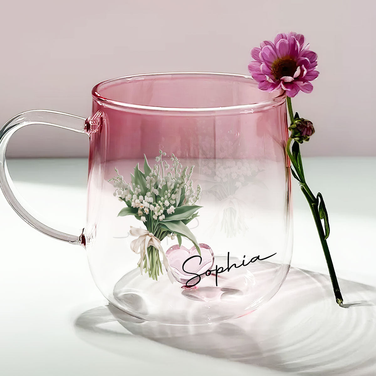 The Most Beautiful Flower Is You - Personalized Custom Pink Gradient Glass Mug