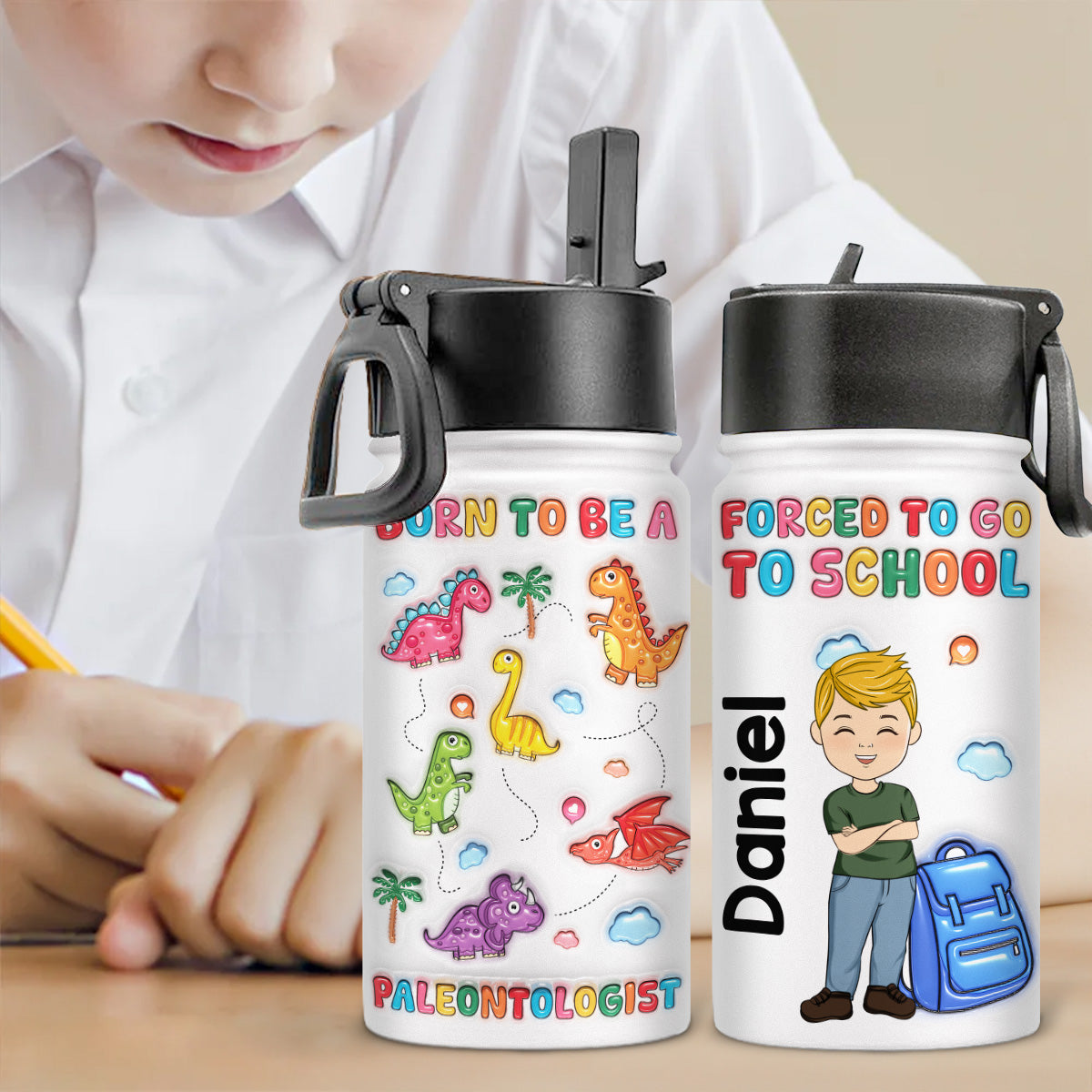 Born To Be A Paleontologist - Personalized Custom Kids Water Bottle