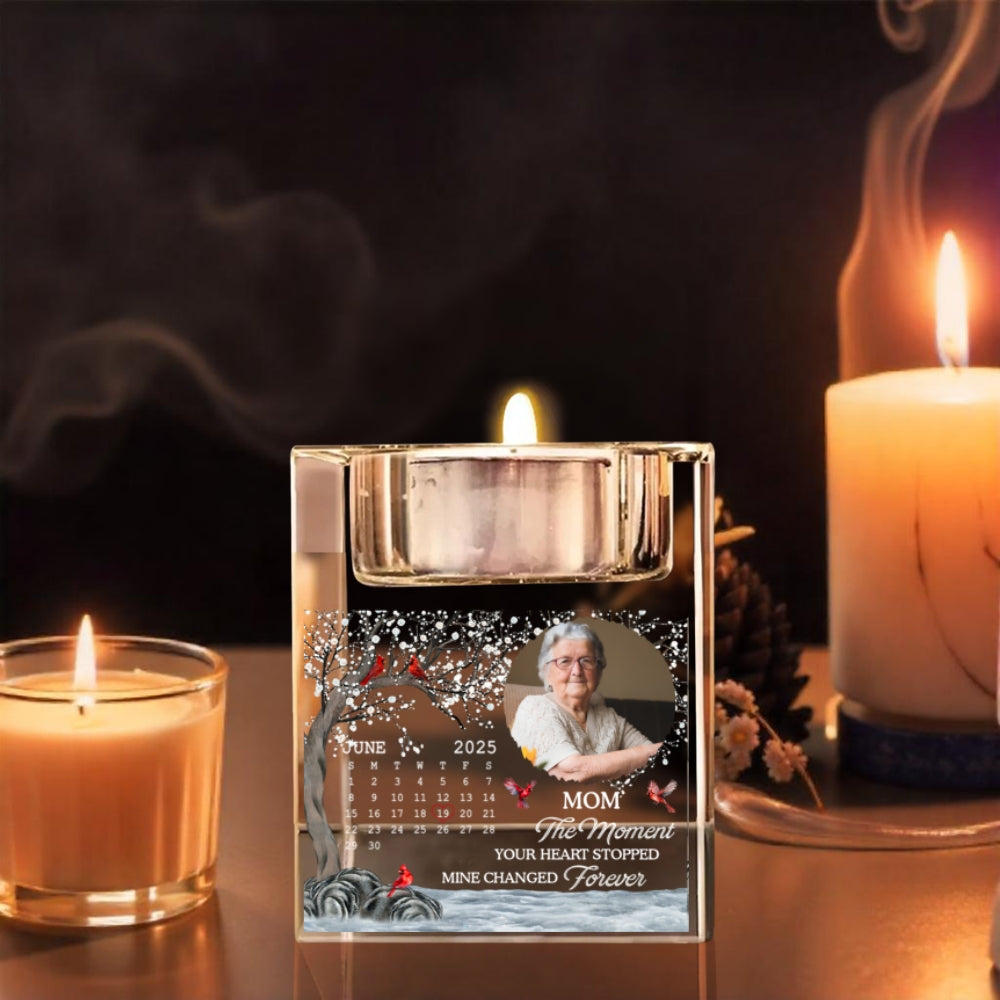 The Moment Your Heart Stopped Mine Changed Forever - Personalized Custom Crystal Candle Holder