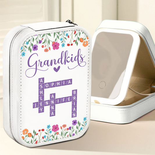 Love Grandkids - Personalized Custom Jewelry Box With LED Mirror