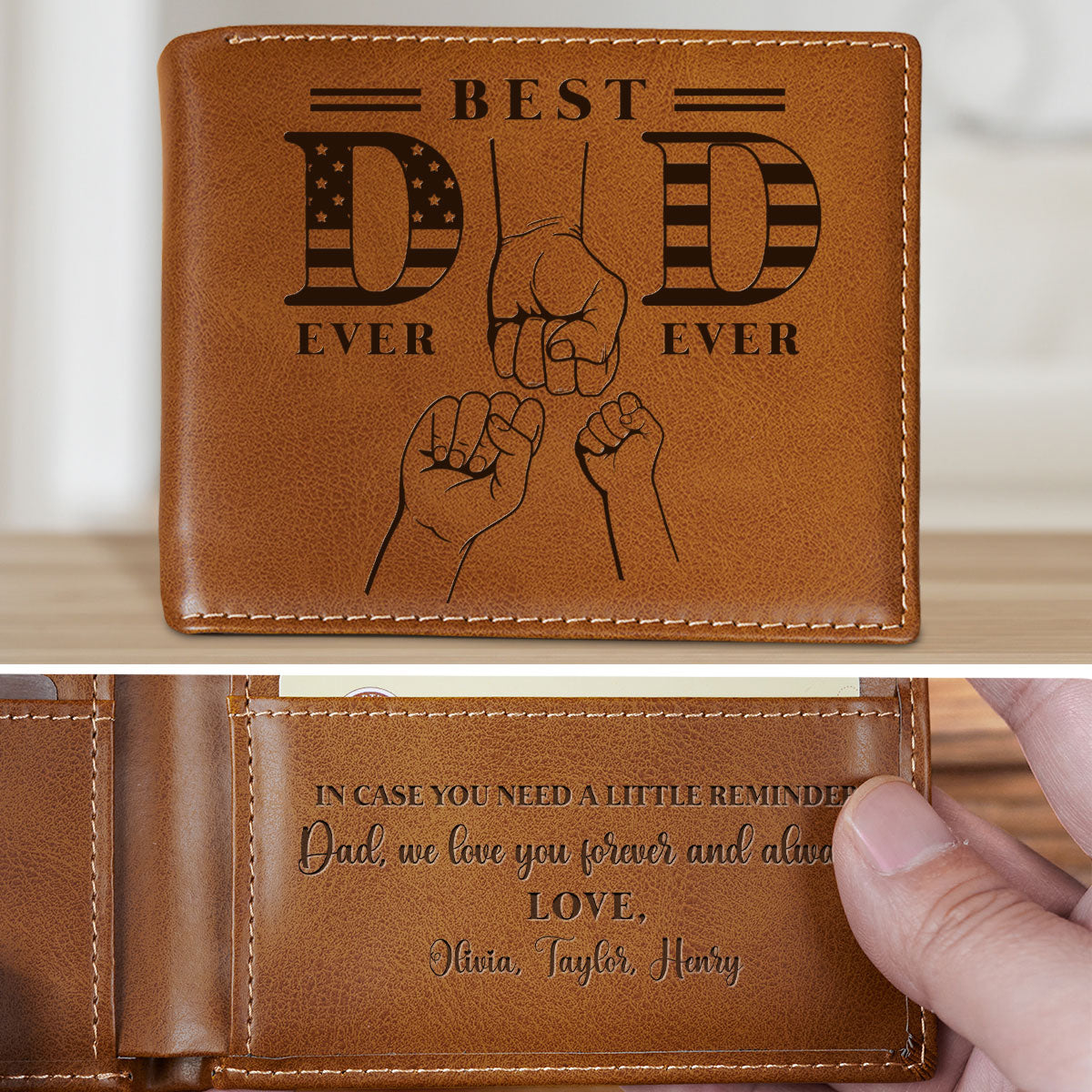 Love You Forever And Always - Personalized Custom Printed Men Leather Wallet
