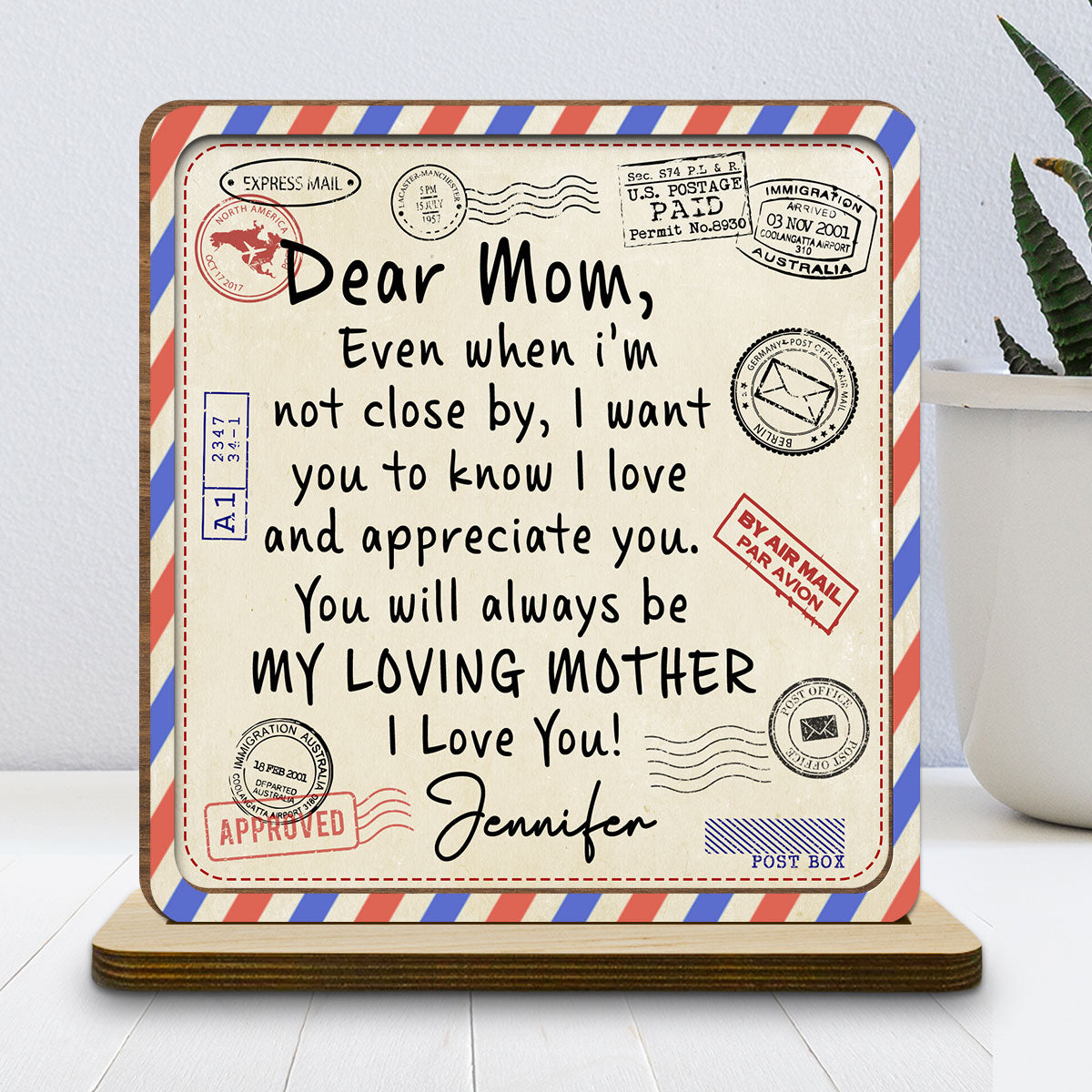My Loving Mom - Personalized Custom 2-Layer Wood Plaque With Flat Base
