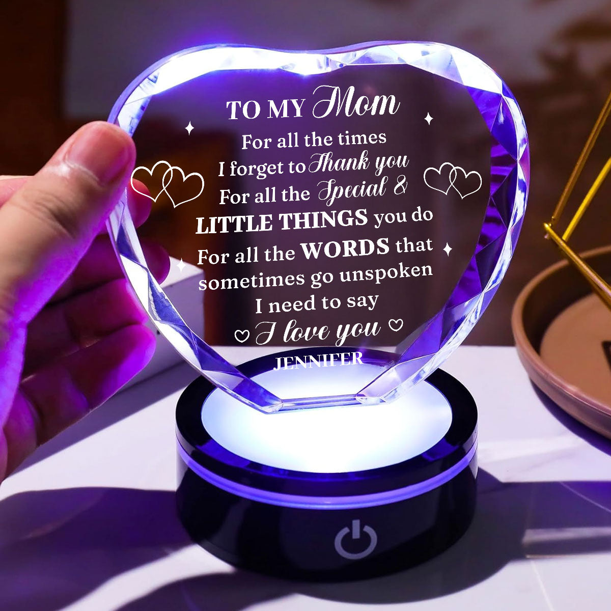 I Love You Mom - Personalized Custom Crystal Led Light