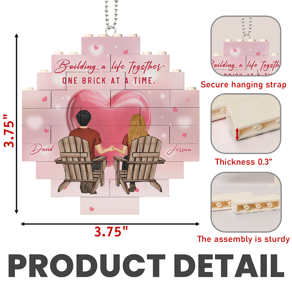 One Brick At A Time- Personalized Custom Puzzle Car Ornament