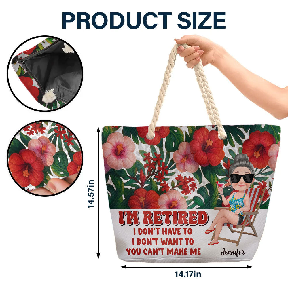 I Am Retired - Personalized Beach Bag