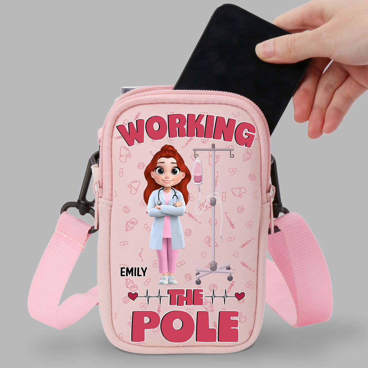 Working The Pole With Care - Personalized Custom Water Bottle Carrier Bag