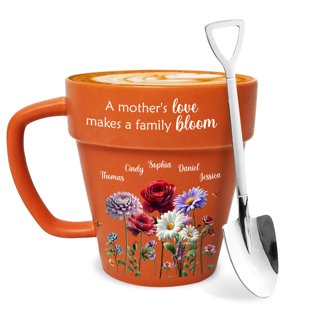 Love Makes A Family Bloom - Personalized Custom Plant Pot Mug