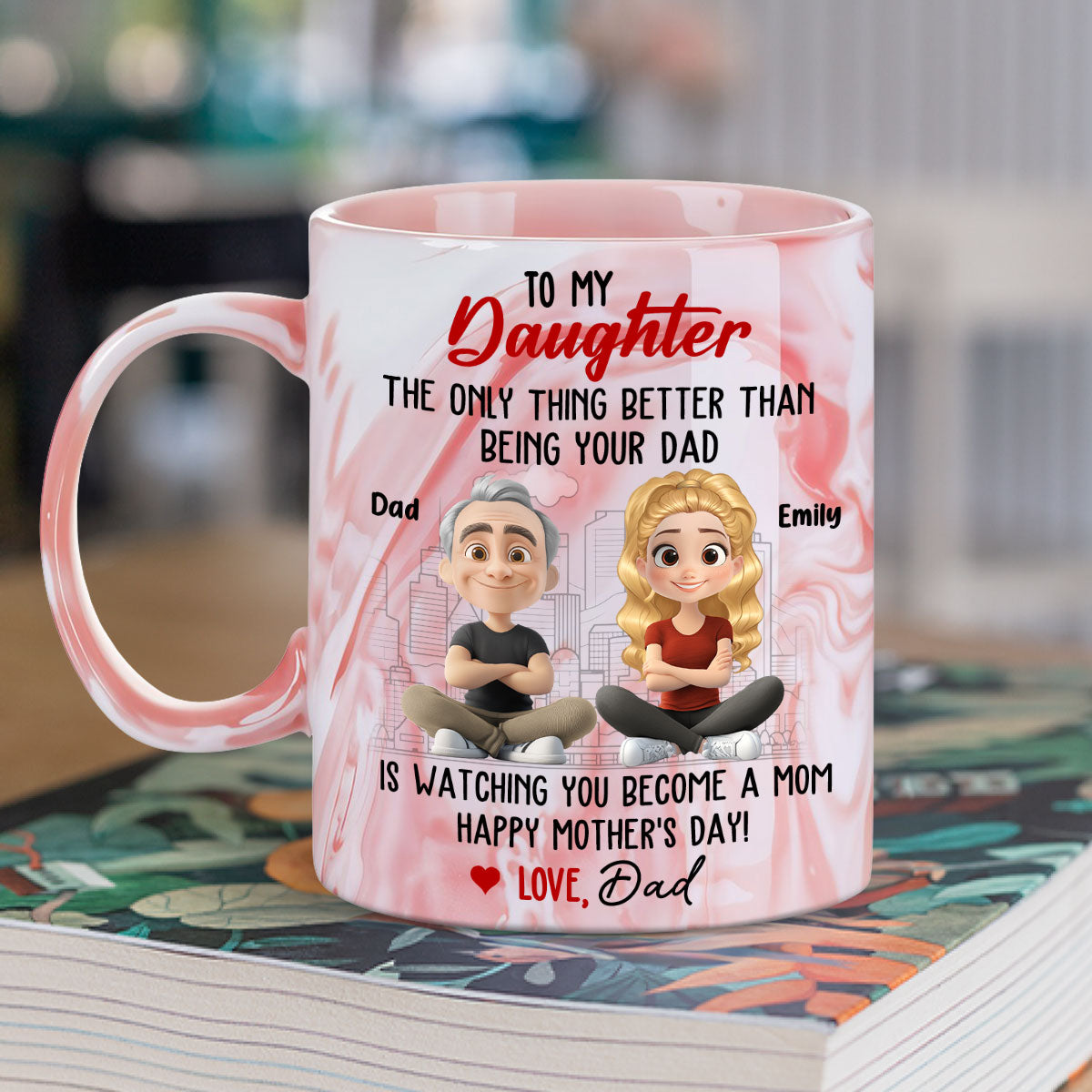 Being Your Dad Is Wonderful - Personalized Custom Pink Marble Mug