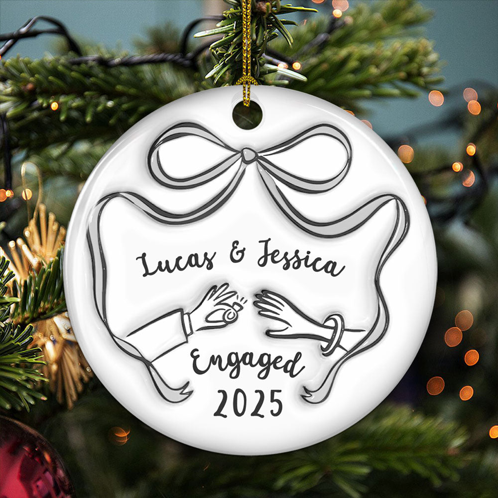 We Got Engaged - Personalized Custom 3D Inflated Effect Ceramic Ornament