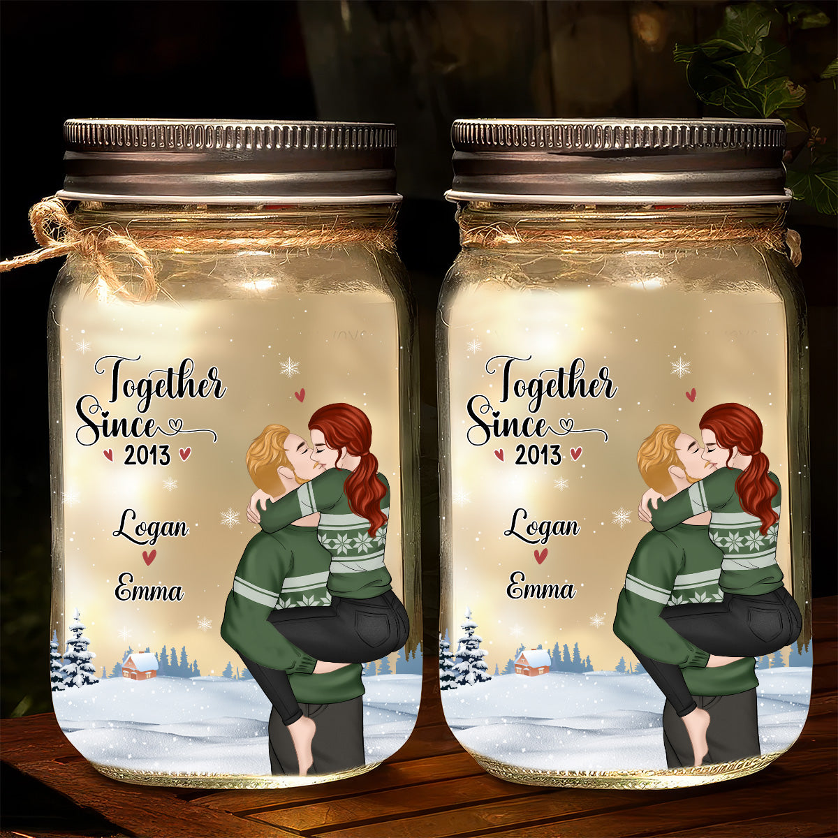 Happy First Christmas - Personalized Custom Mason Jar Light