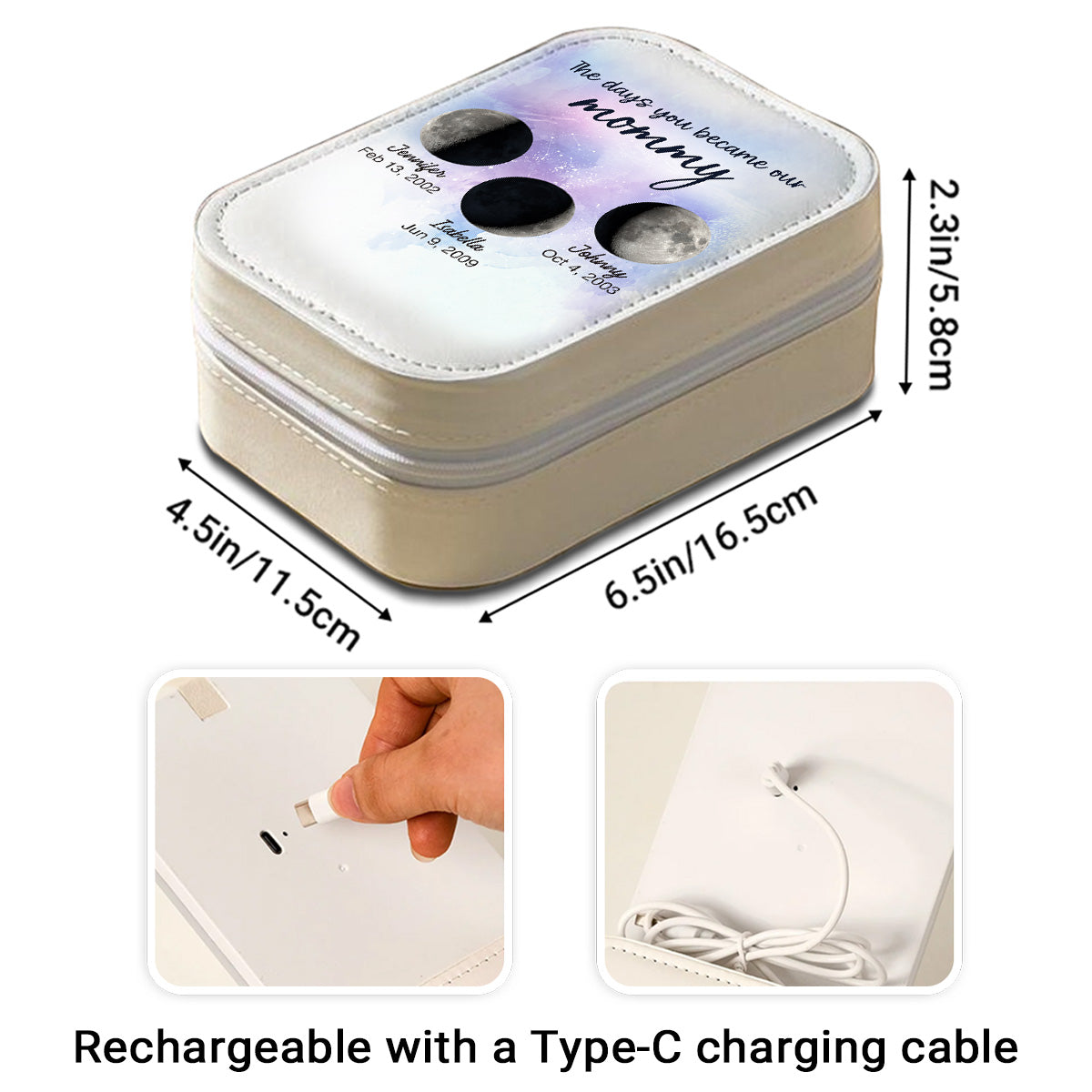 The Days You Became Our Mommy - Personalized Custom Jewelry Box With LED Mirror