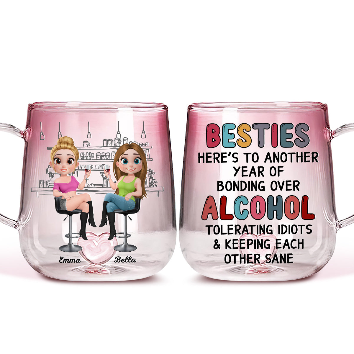 Another Year Of Bonding - Personalized Custom Pink Gradient Glass Mug