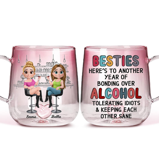 Another Year Of Bonding - Personalized Custom Pink Gradient Glass Mug