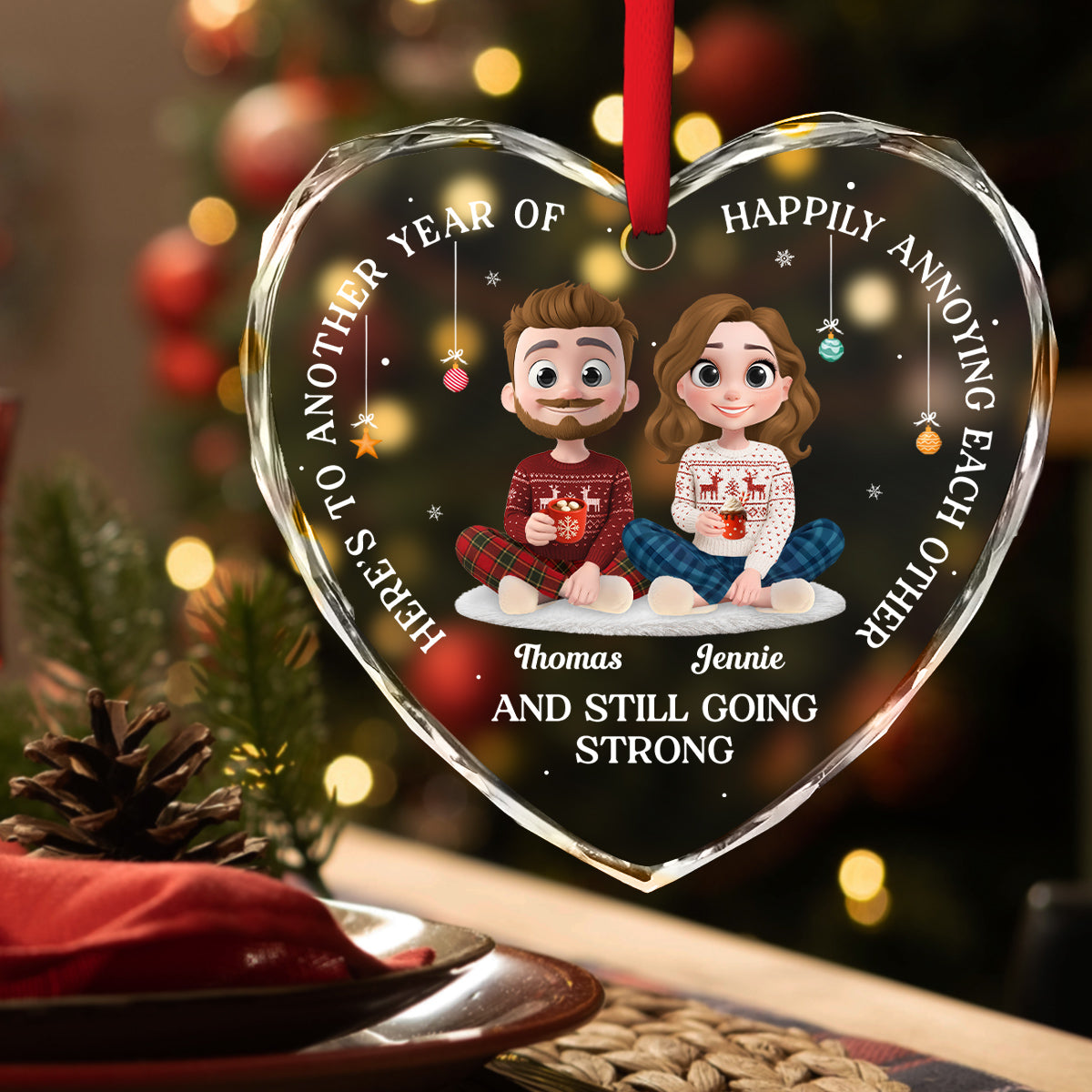 Another Year Of Happily - Personalized Custom Glass Ornament