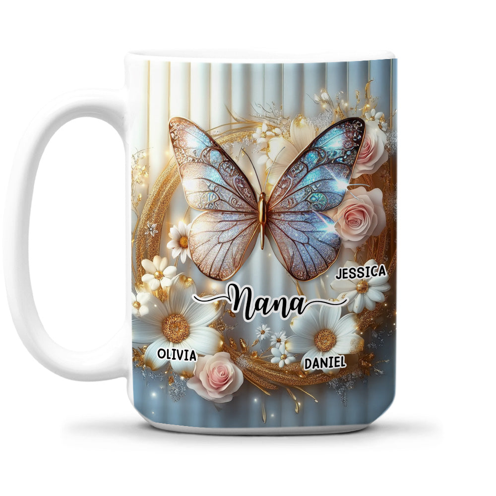Grandma And Grandkids Beautiful - Personalized Custom 3D Effect Coffee Mug