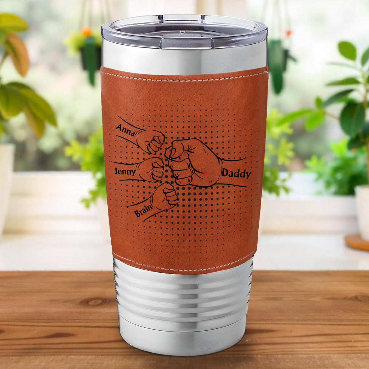 Love My Dad - Personalized Custom Leather Tumbler