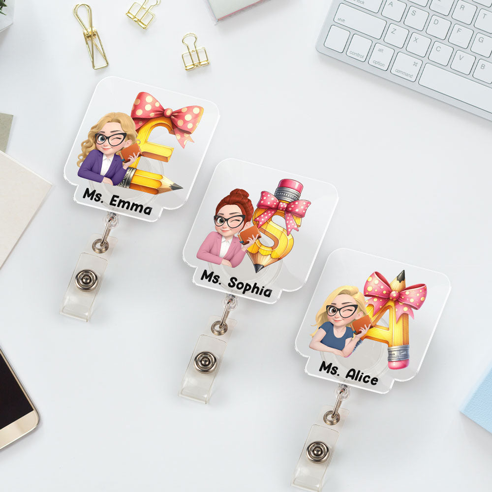 Alphabet Cartoonize - Personalized Custom Acrylic Badge Reel