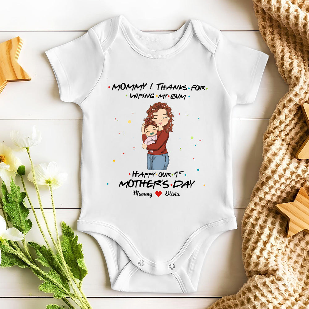 Thanks For Wiping My Bum Happy Mother Day - Personalized Custom Baby Onesie