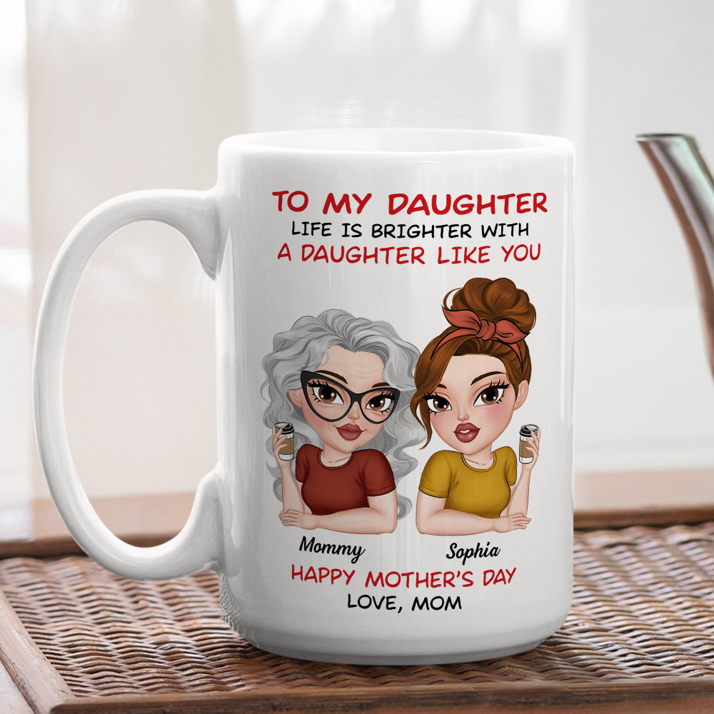 Life Shines With Amazing Daughters - Personalized Custom Coffee Mug