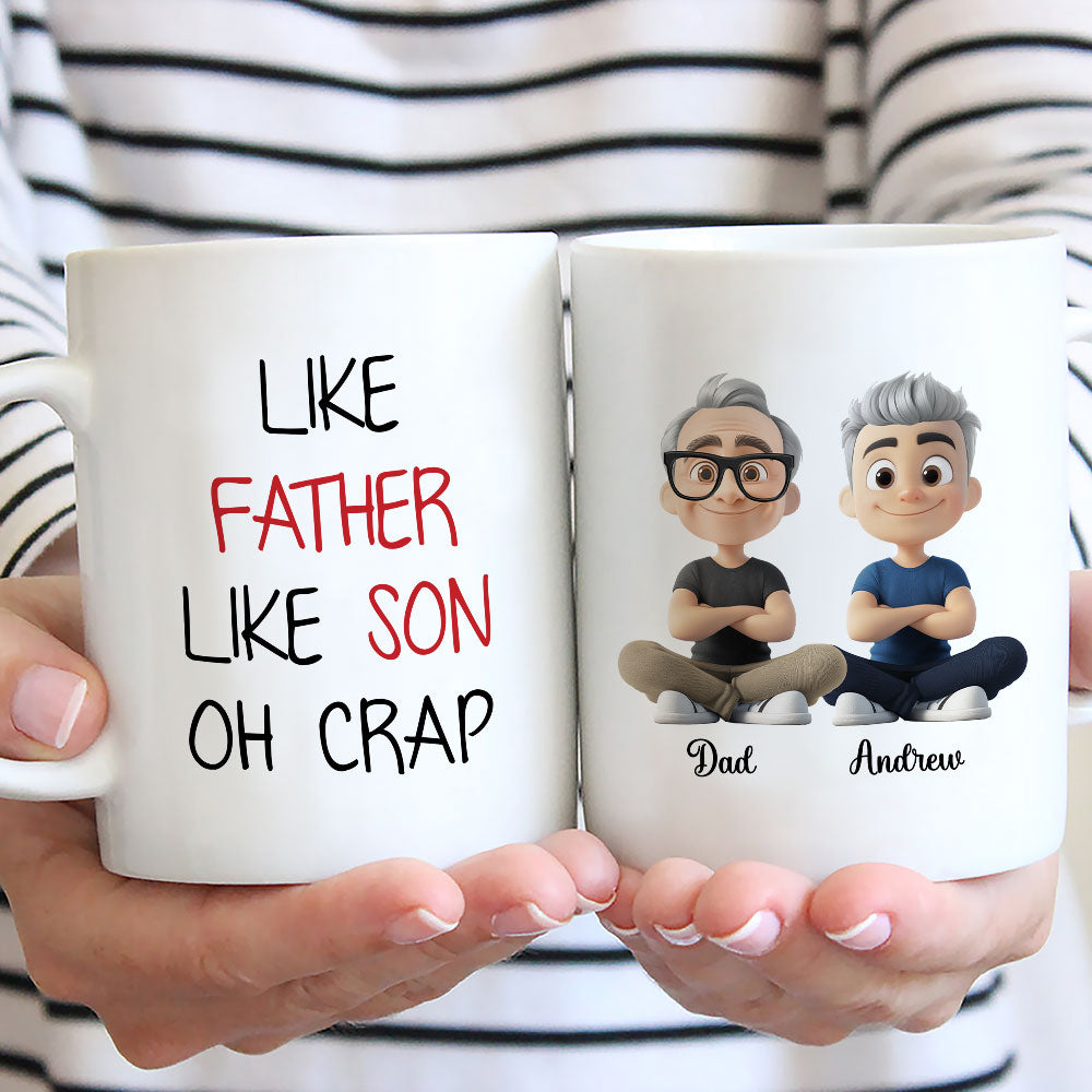 Like Dad Like Daughter Oh Trouble - Personalized Custom Coffee Mug