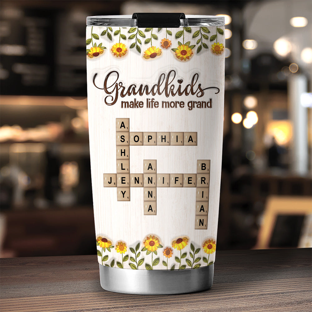 Grandkids Make Life Filled With Love Crossword - Personalized Custom 3D Inflated Effect Tumbler