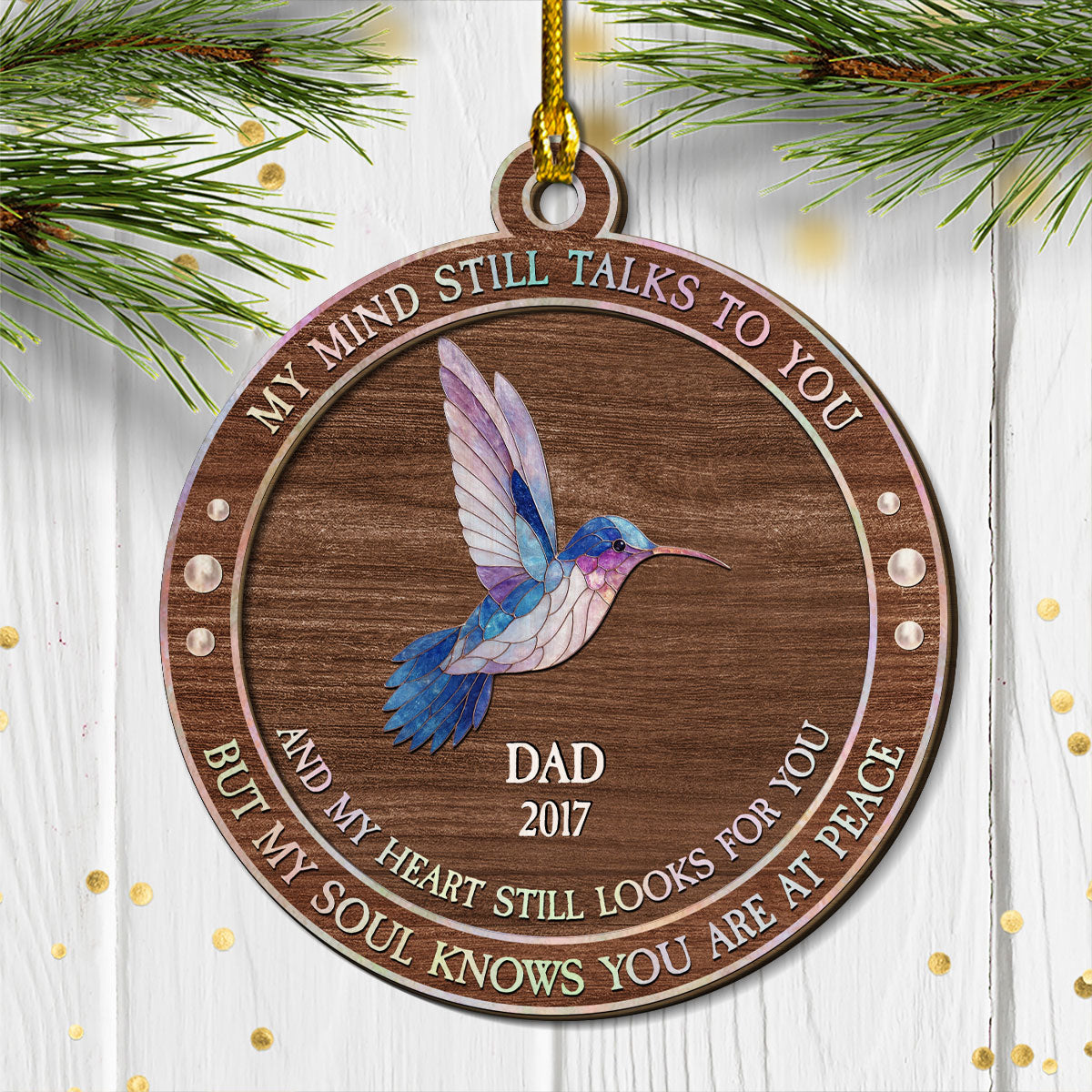 My Mind My Heart Mother Of Pearl - Personalized Custom Freeshape 2-Layered Wood Ornament