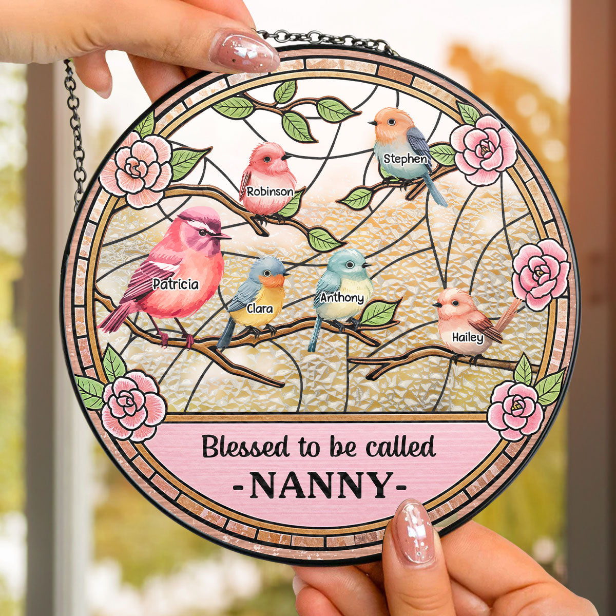 Blessed To Be Called Grandma - Personalized Custom Window Hanging Suncatcher