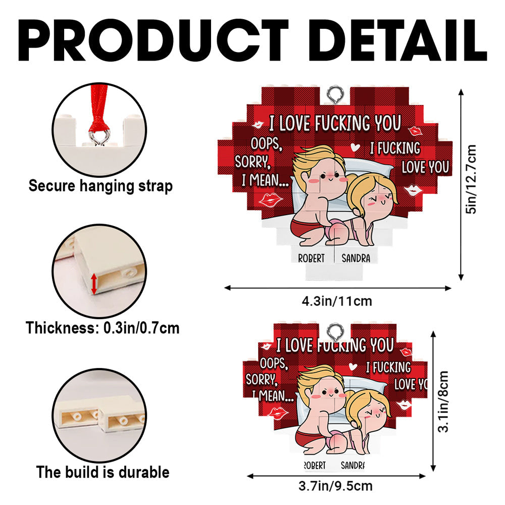 I Fucking Love You - Personalized Custom Heart Puzzle Ornament