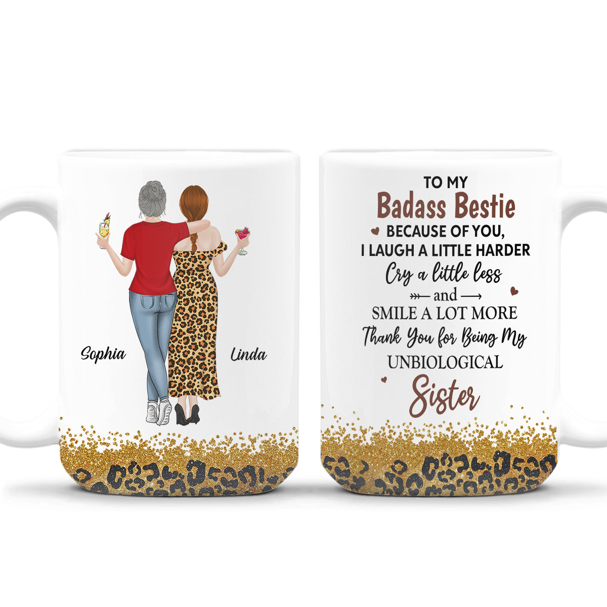 Because Of You I Laugh A Little Harder - Personalized Custom Coffee Mug