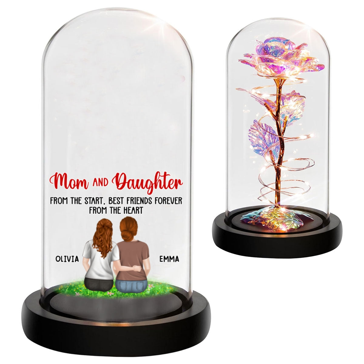 Mother And Daughters - Personalized Custom Sparkly Rose
