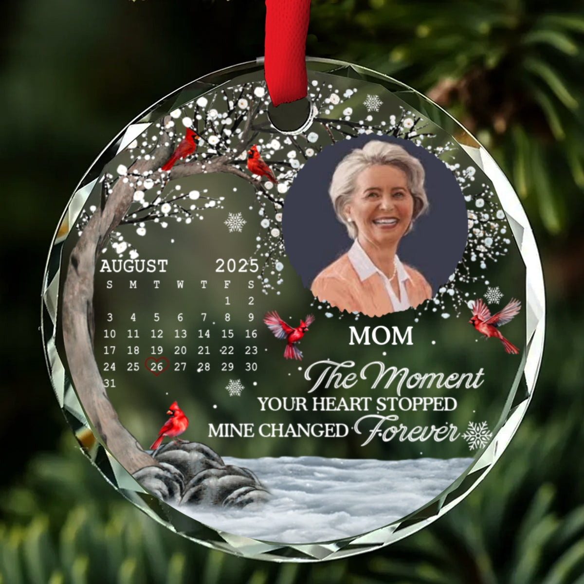 My Heart Changed Forever - Personalized Custom Glass Ornament