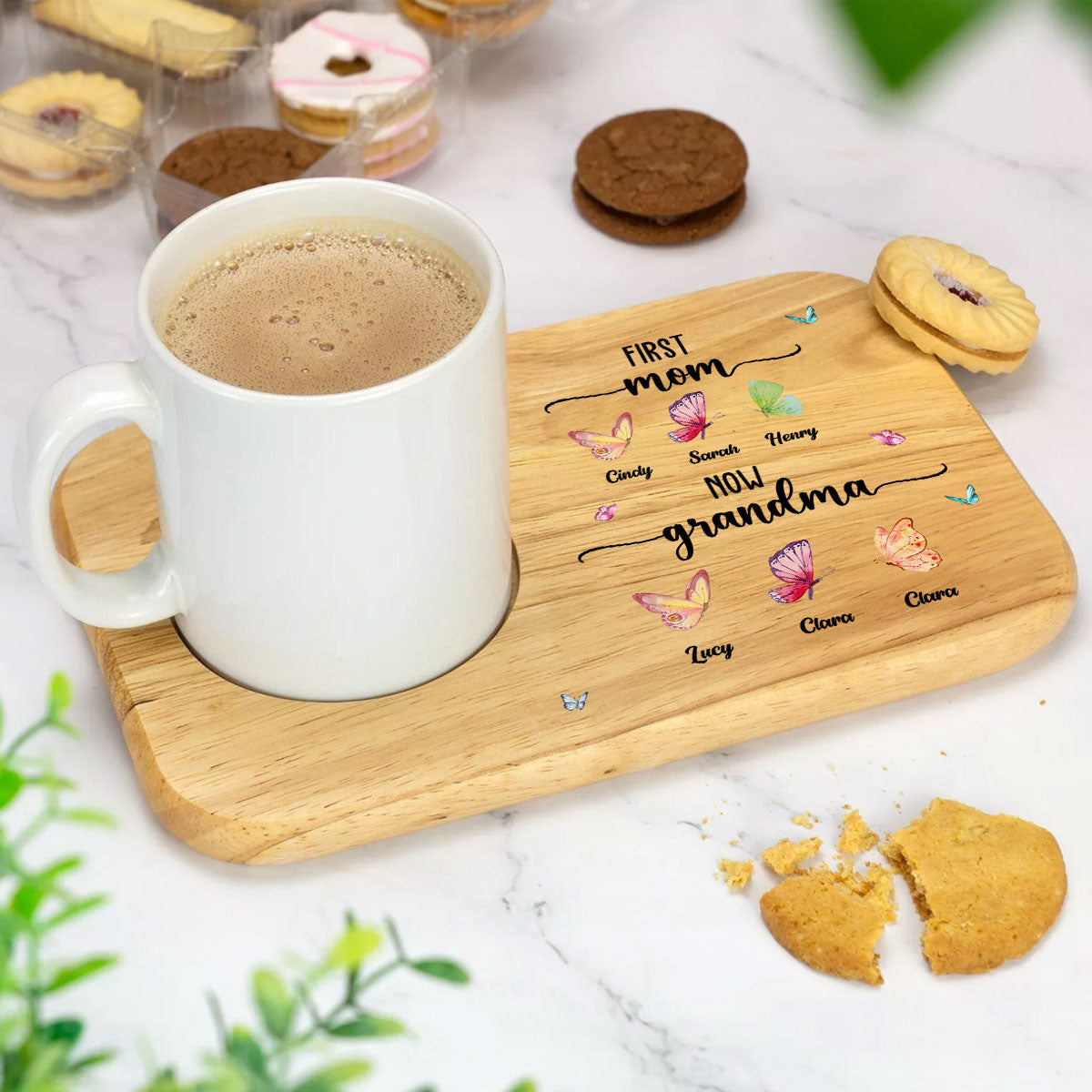 First Mom Now Grandma - Personalized Custom Wooden Treat Board