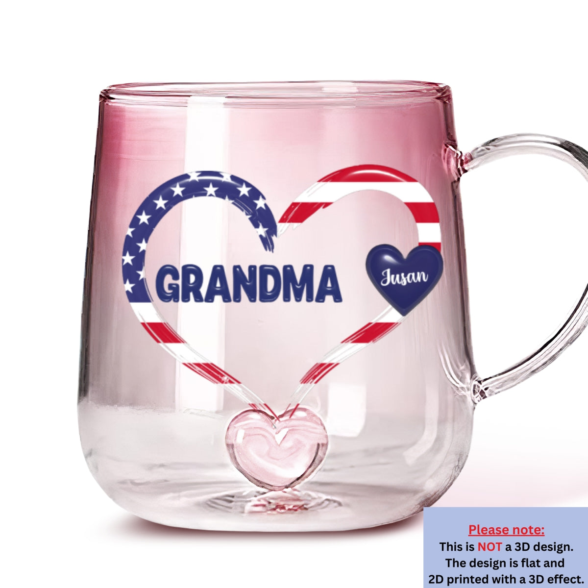 American Grandma - Personalized Custom Pink Gradient Glass Mug