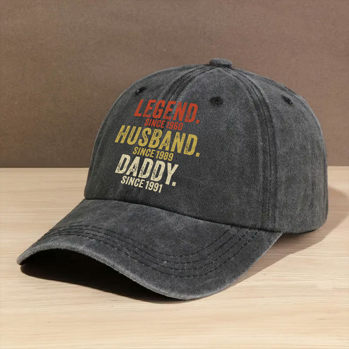 Legend Husband Dad Papa - Personalized Custom Vintage Washed Denim Cap