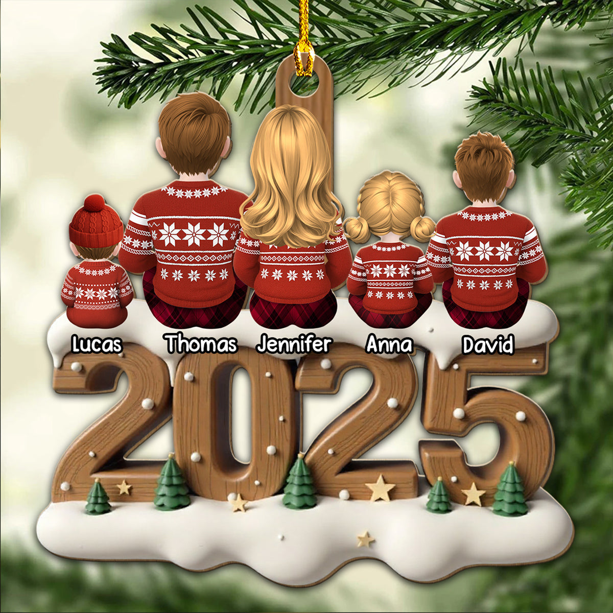 Little Family Now Onwards - Personalized Custom 3D Effect Wood Ornament
