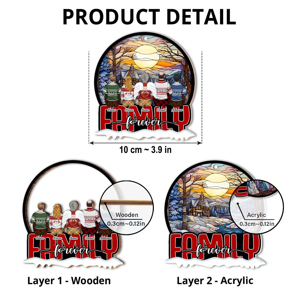 Family Last Forever - Personalized Custom Suncatcher Ornament